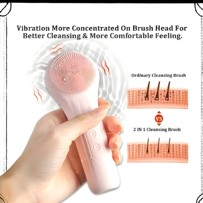 CEPILLO FACIAL DE SILICONA CON MANGO.